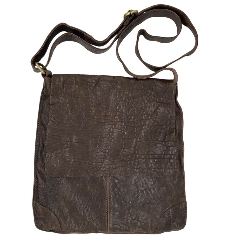 Brown Italian Leather Crossbody Messenger Bag